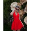 imageBEAGIMEG Womens Sexy Sleeveless Halter Backless Deep V Party Cocktail Club Mini DressRed