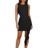 imageBEAGIMEG Womens Sexy Bodycon Sleeveless Ruffle Mesh Club Cocktail Party Mini DressBlack