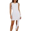 imageBEAGIMEG Womens Sexy Bodycon Sleeveless Ruffle Mesh Club Cocktail Party Mini DressWhite