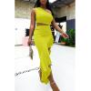 imageBEAGIMEG Womens Sexy Bodycon One Shoulder Ruffle Assymetrical Cut Out Club Party Cocktail Maxi DressFluoyellow