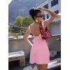 imageBEAGIMEG Womens Sexy Bodycon Sleeveless Ruched Backless Slit Tie Back Club Party Mini DressPink