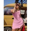imageBEAGIMEG Womens Sexy Bodycon Sleeveless Ruched Backless Slit Tie Back Club Party Mini DressPink