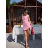 imageBEAGIMEG Womens Sexy Bodycon Sleeveless Ruched Backless Slit Tie Back Club Party Mini DressPink