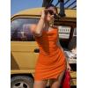 imageBEAGIMEG Womens Sexy Bodycon Sleeveless Ruched Backless Slit Tie Back Club Party Mini DressOrange