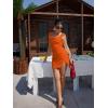 imageBEAGIMEG Womens Sexy Bodycon Sleeveless Ruched Backless Slit Tie Back Club Party Mini DressOrange
