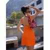 imageBEAGIMEG Womens Sexy Bodycon Sleeveless Ruched Backless Slit Tie Back Club Party Mini DressOrange