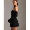 imageBEAGIMEG Womens Sexy Long Sleeves Off Shoulder ALine Club Party Mini DressBlack
