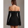imageBEAGIMEG Womens Sexy Long Sleeves Off Shoulder ALine Club Party Mini DressBlack