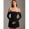 imageBEAGIMEG Womens Sexy Long Sleeves Off Shoulder ALine Club Party Mini DressBlack