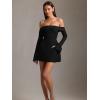 imageBEAGIMEG Womens Sexy Long Sleeves Off Shoulder ALine Club Party Mini DressBlack