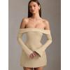 imageBEAGIMEG Womens Sexy Long Sleeves Off Shoulder ALine Club Party Mini DressKhaki