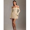 imageBEAGIMEG Womens Sexy Long Sleeves Off Shoulder ALine Club Party Mini DressKhaki