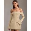 imageBEAGIMEG Womens Sexy Long Sleeves Off Shoulder ALine Club Party Mini DressKhaki