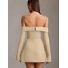 imageBEAGIMEG Womens Sexy Long Sleeves Off Shoulder ALine Club Party Mini DressKhaki