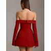 imageBEAGIMEG Womens Sexy Long Sleeves Off Shoulder ALine Club Party Mini DressRed