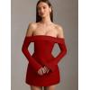 imageBEAGIMEG Womens Sexy Long Sleeves Off Shoulder ALine Club Party Mini DressRed