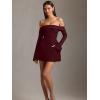 imageBEAGIMEG Womens Sexy Long Sleeves Off Shoulder ALine Club Party Mini DressWinered