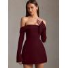 imageBEAGIMEG Womens Sexy Long Sleeves Off Shoulder ALine Club Party Mini DressWinered
