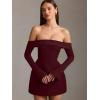 imageBEAGIMEG Womens Sexy Long Sleeves Off Shoulder ALine Club Party Mini DressWinered
