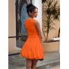 imageBEAGIMEG Womens Sexy Bodycon Sleeveless Ruffle Ruched Bubble Club Party Mini DressOrange