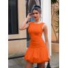 imageBEAGIMEG Womens Sexy Bodycon Sleeveless Ruffle Ruched Bubble Club Party Mini DressOrange