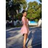 imageBEAGIMEG Womens Sexy Bodycon Sleeveless Ruffle Ruched Bubble Club Party Mini DressPink