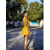 imageBEAGIMEG Womens Sexy Bodycon Sleeveless Ruffle Ruched Bubble Club Party Mini DressYellow