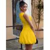 imageBEAGIMEG Womens Sexy Bodycon Sleeveless Ruffle Ruched Bubble Club Party Mini DressYellow