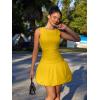 imageBEAGIMEG Womens Sexy Bodycon Sleeveless Ruffle Ruched Bubble Club Party Mini DressYellow