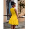 imageBEAGIMEG Womens Sexy Bodycon Sleeveless Ruffle Ruched Bubble Club Party Mini DressYellow