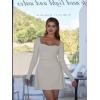 imageBEAGIMEG Womens Sexy Bodycon Long Sleeves Aline Sweetheart Neck Ruched Club Party Mini DressGrey