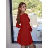 imageBEAGIMEG Womens Sexy Bodycon Long Sleeves Aline Sweetheart Neck Ruched Club Party Mini DressRed