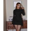 imageBEAGIMEG Womens Sexy Bodycon Long Sleeves Flared Sleeves One Shoulder Side Split Ruched Club Party Mini DressBlack