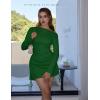 imageBEAGIMEG Womens Sexy Bodycon Long Sleeves Flared Sleeves One Shoulder Side Split Ruched Club Party Mini DressGreen