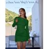 imageBEAGIMEG Womens Sexy Bodycon Long Sleeves Flared Sleeves One Shoulder Side Split Ruched Club Party Mini DressGreen