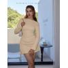imageBEAGIMEG Womens Sexy Bodycon Long Sleeves Flared Sleeves One Shoulder Side Split Ruched Club Party Mini DressKhaki