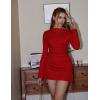 imageBEAGIMEG Womens Sexy Bodycon Long Sleeves Flared Sleeves One Shoulder Side Split Ruched Club Party Mini DressRed