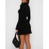 imageBEAGIMEG Womens Bodycon Elegant Mock Neck Flar Long Sleeves Side Slit Basic Party Club Mini DressBlack