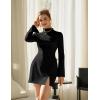 imageBEAGIMEG Womens Bodycon Elegant Mock Neck Flar Long Sleeves Side Slit Basic Party Club Mini DressBlack