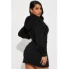 imageBEAGIMEG Womens Long Sleeves High Neckline Hooded Solid Stretch Casual Mini Sweatshirt DressBlack