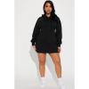 imageBEAGIMEG Womens Long Sleeves High Neckline Hooded Solid Stretch Casual Mini Sweatshirt DressBlack