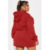 imageBEAGIMEG Womens Long Sleeves High Neckline Hooded Solid Stretch Casual Mini Sweatshirt DressRed