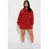 imageBEAGIMEG Womens Long Sleeves High Neckline Hooded Solid Stretch Casual Mini Sweatshirt DressRed