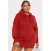 imageBEAGIMEG Womens Long Sleeves High Neckline Hooded Solid Stretch Casual Mini Sweatshirt DressRed