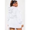 imageBEAGIMEG Womens Long Sleeves High Neckline Hooded Solid Stretch Casual Mini Sweatshirt DressWhite