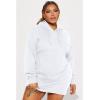 imageBEAGIMEG Womens Long Sleeves High Neckline Hooded Solid Stretch Casual Mini Sweatshirt DressWhite