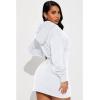 imageBEAGIMEG Womens Long Sleeves High Neckline Hooded Solid Stretch Casual Mini Sweatshirt DressWhite