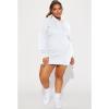 imageBEAGIMEG Womens Long Sleeves High Neckline Hooded Solid Stretch Casual Mini Sweatshirt DressWhite