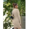 imageBEAGIMEG Womens Sexy Bodycon Long Sleeves VNeck Ruched Asymmetric Club Party Mini DressKhaki