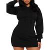 imageBEAGIMEG Womens Long Sleeves High Neckline Hooded Solid Stretch Casual Mini Sweatshirt DressBlack